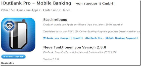 iOutBank Pro - Mobile Banking für iPhone  iPod touch und iPad im iTunes App Store gratis
