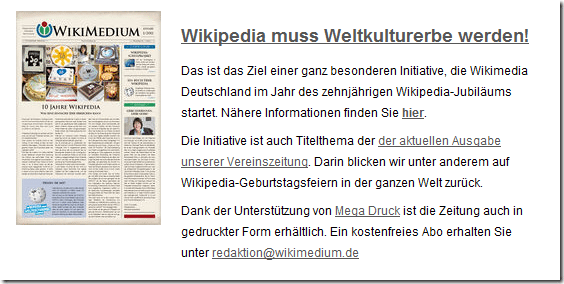 Wikipedia will Weltkulturerbe werden–leichte Selbstüberschätzung
